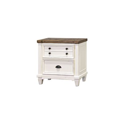 AMELIA NIGHTSTAND - RUBBED AGED WHITE, WARM COFFEE TOP