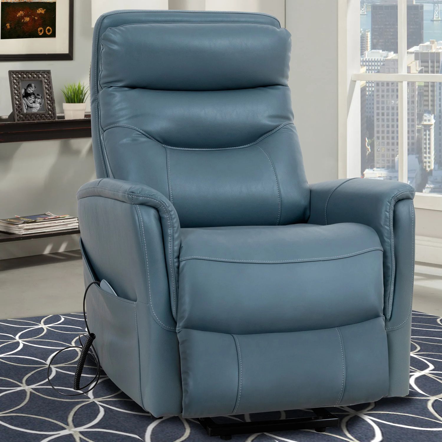GEMINI POWER LIFT RECLINER - SOFTY AZURE