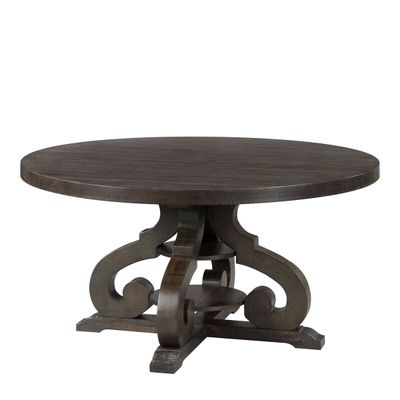 STONE ROUND DINING TABLE W/PU BASE IN CHARCOAL