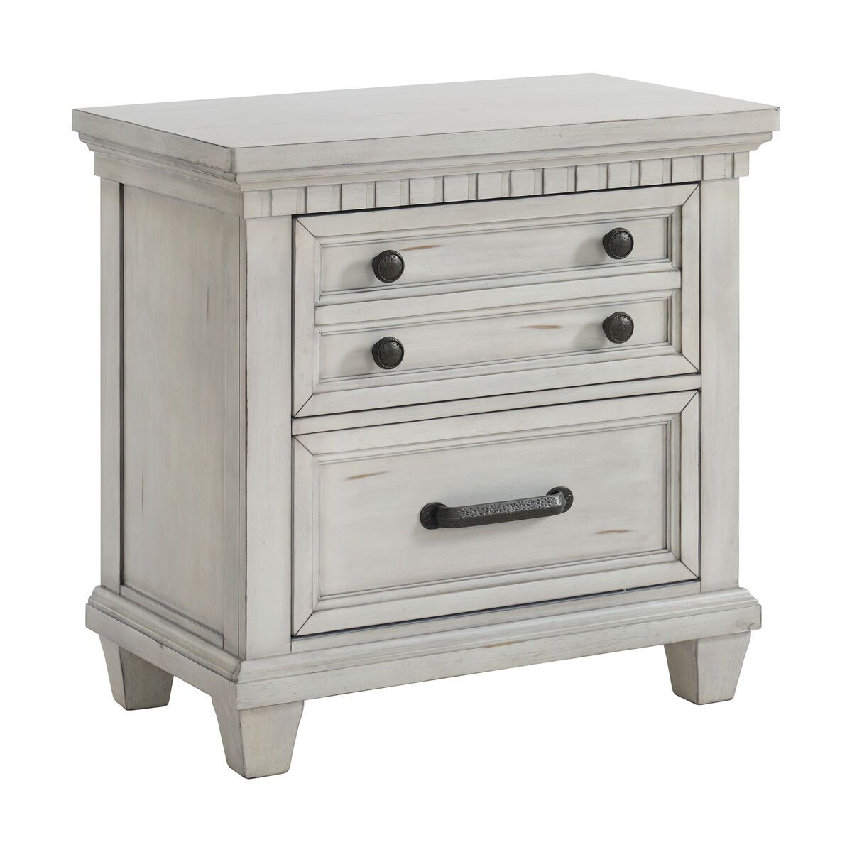 MCCOY 2-DRAWER NIGHTSTAND WITH USB IN ANTIQUE WHITE