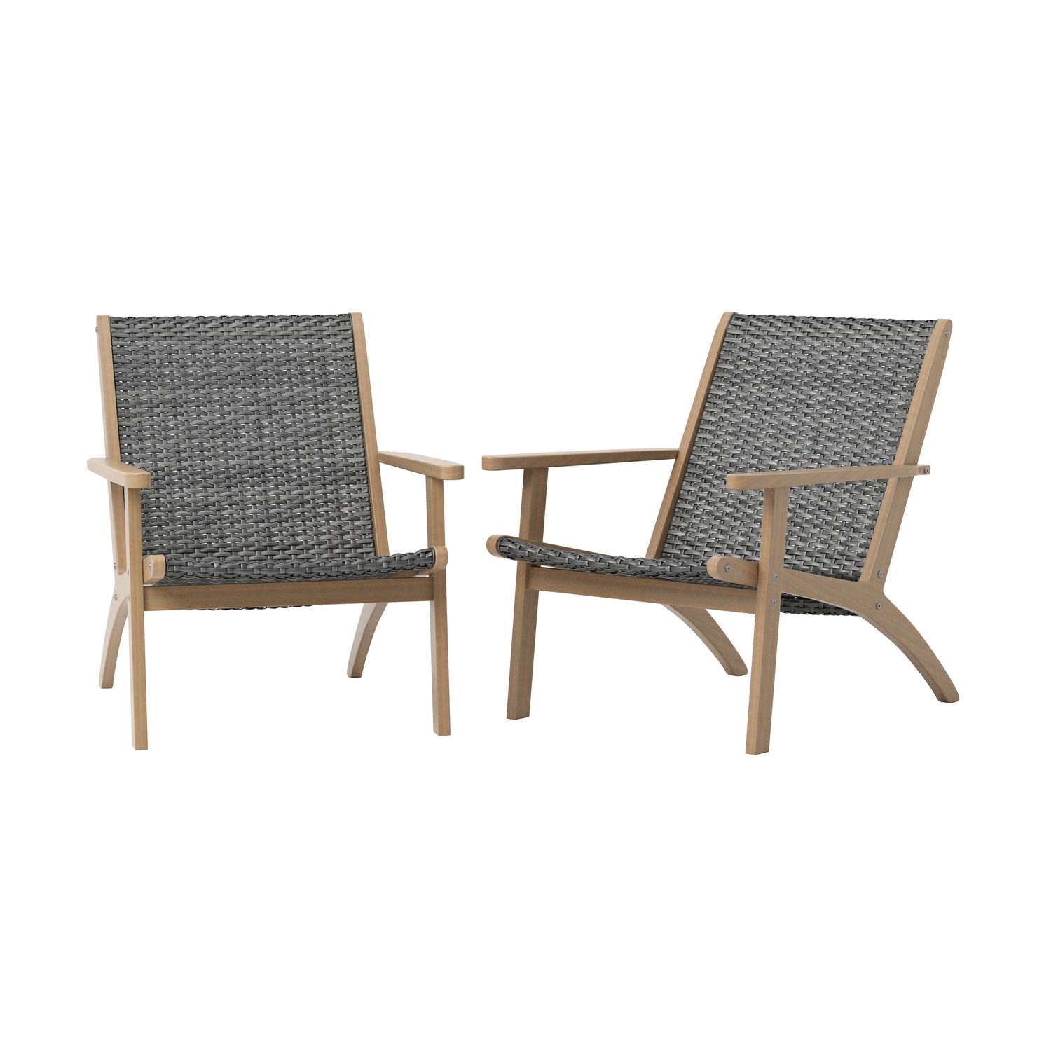 RADIUS PATIO WOOD AND GRAY WICKER SIDE CHAIR (MUST BUY IN PAIRS)