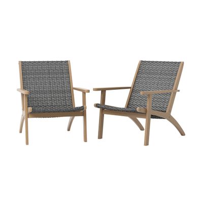 RADIUS PATIO WOOD AND GRAY WICKER SIDE CHAIR (MUST BUY IN PAIRS)