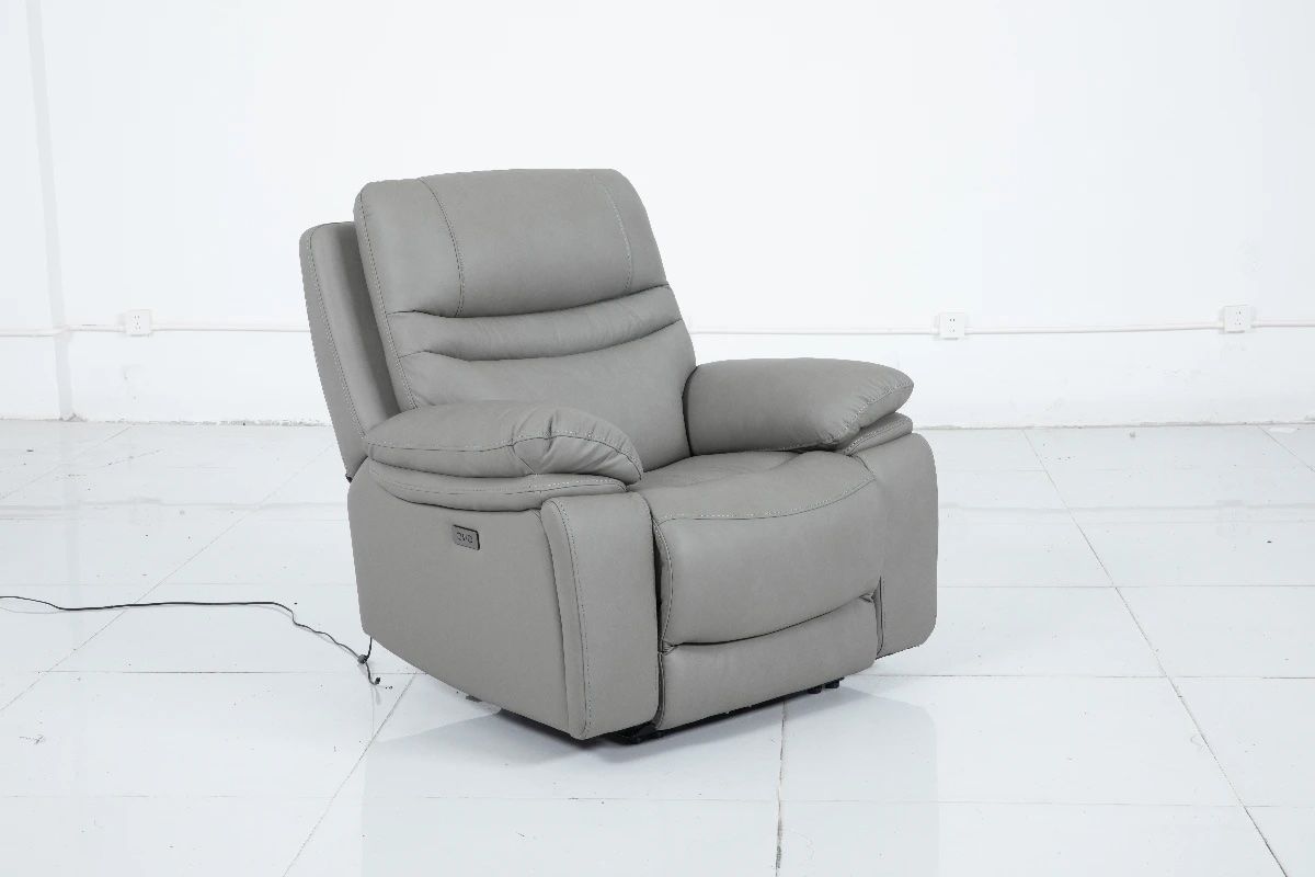LEATHER POWER RECLINER - OSLO PEWTER