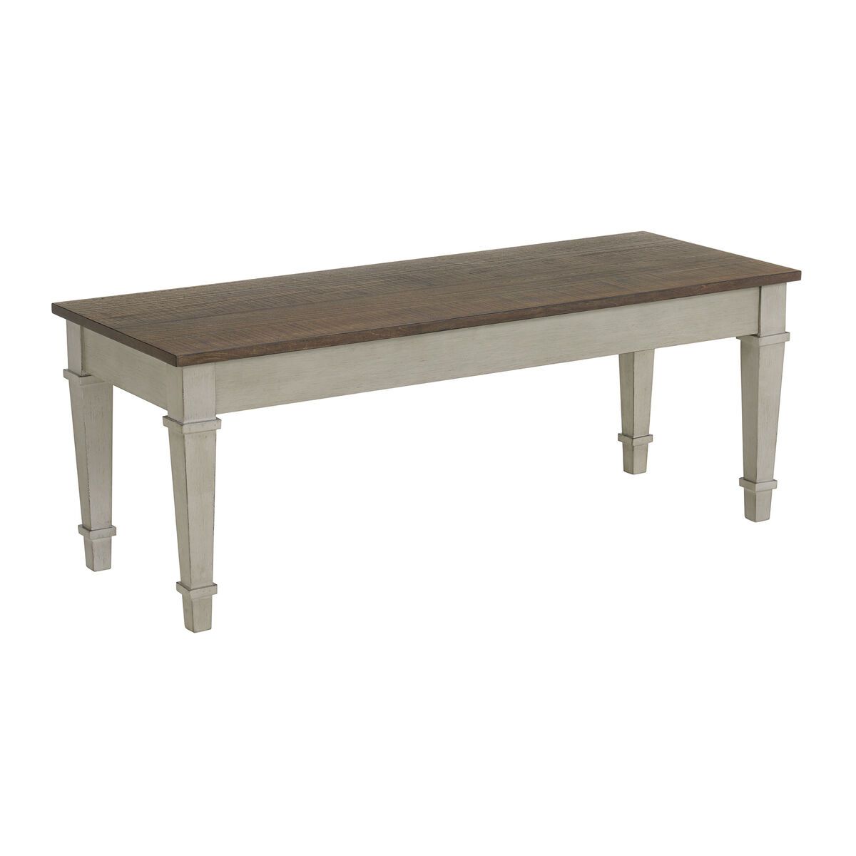 Farmington Storage Dining Bench - Medium Brown and Washed Stone