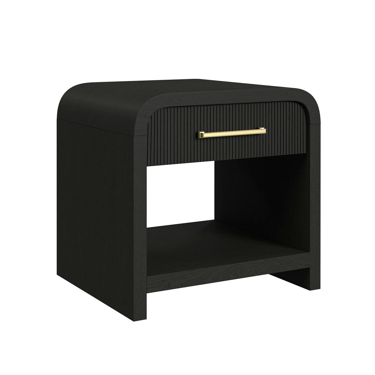 Ridgemont End Table with USB - Black with Grain
