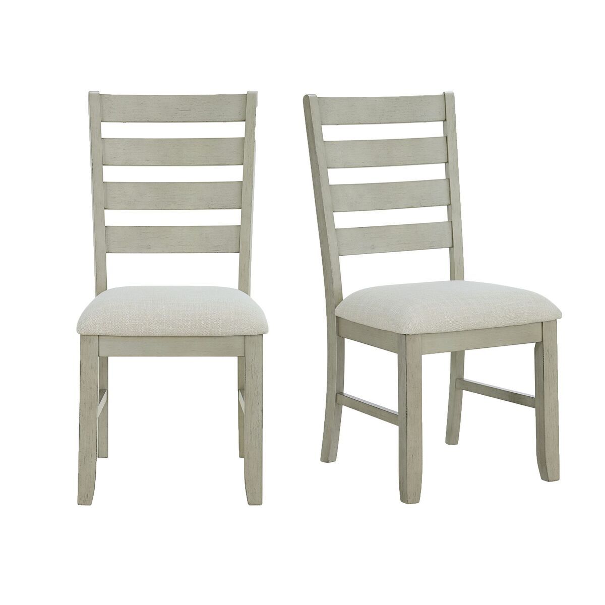 Farmington Ladder Back Dining Side Chair - Light Beige Fabric in Washed Stone (Must Order In Pairs)