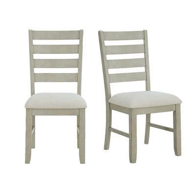 Farmington Ladder Back Dining Side Chair - Light Beige Fabric in Washed Stone (Must Order In Pairs)