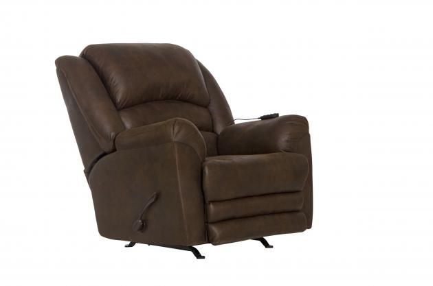 HAYDEN Chaise Rocker Recl w/Heat/Massage &amp; Oversize Xtra Comfort Footrest - Walnut