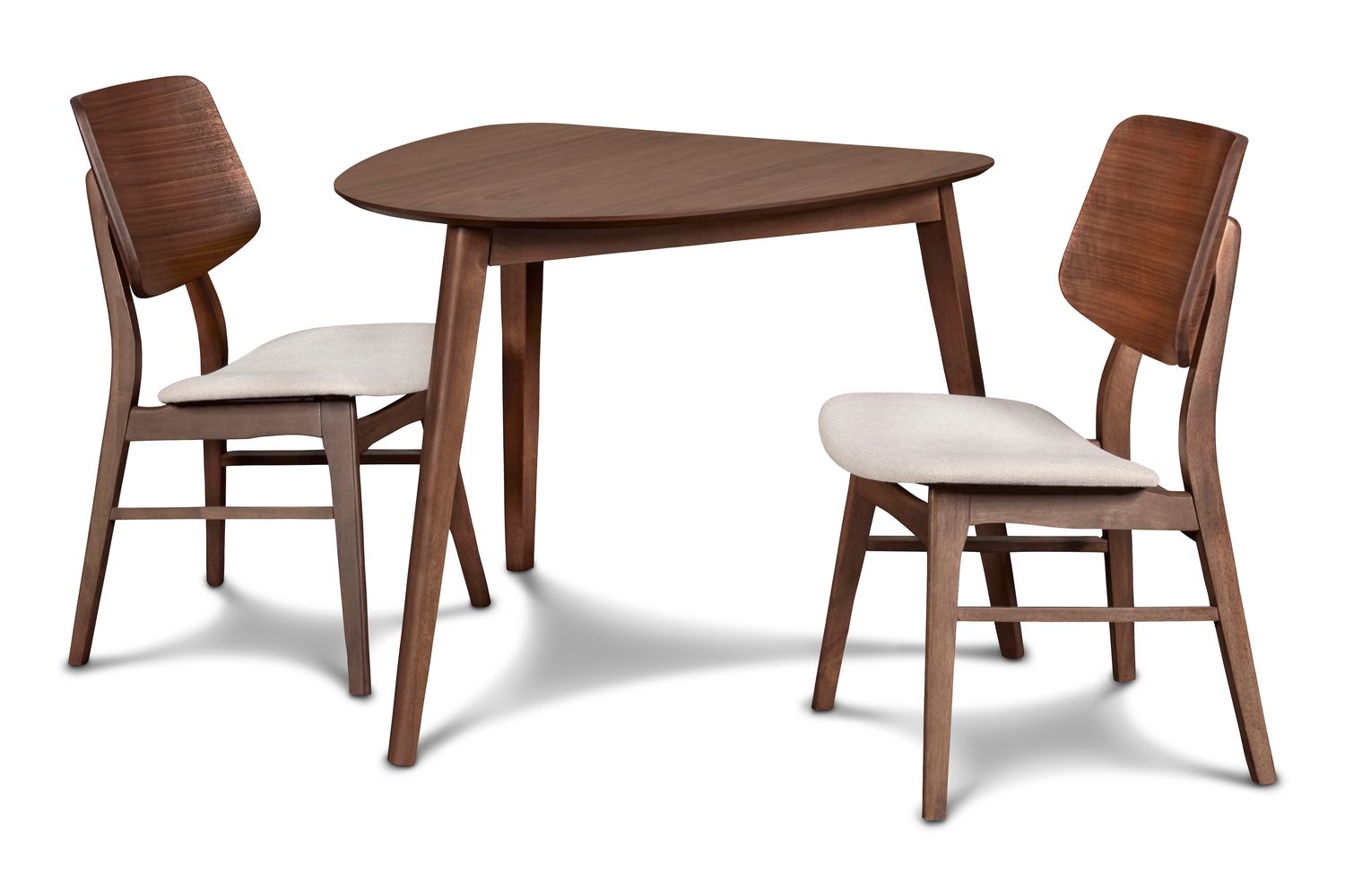 OSCAR CORNER TABLE AND 2 CHAIRS-WALNUT/NATURAL CUSHIONS