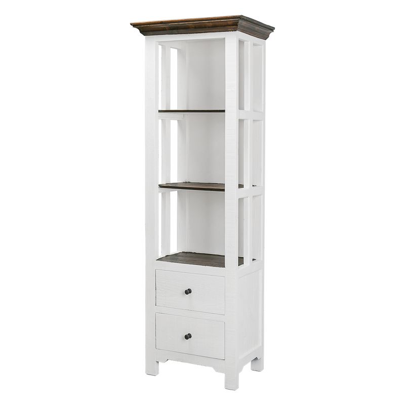 VERONA NARROW BOOKCASE - AGED WHITE TOBACCO TOP
