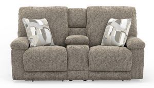 BEACON LAY FLAT CONSOLE LOVESEAT W/LIGHT &amp; STORAGE ARM - MUSHROOM