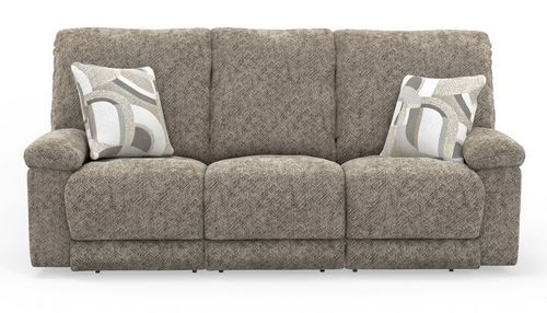 BEACON LAY FLAT TRIPLE RECL SOFA W/ DROPDOWN TABLE/STORAGE ARM - MUSHROOM