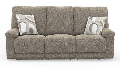 BEACON LAY FLAT TRIPLE RECL SOFA W/ DROPDOWN TABLE/STORAGE ARM - MUSHROOM