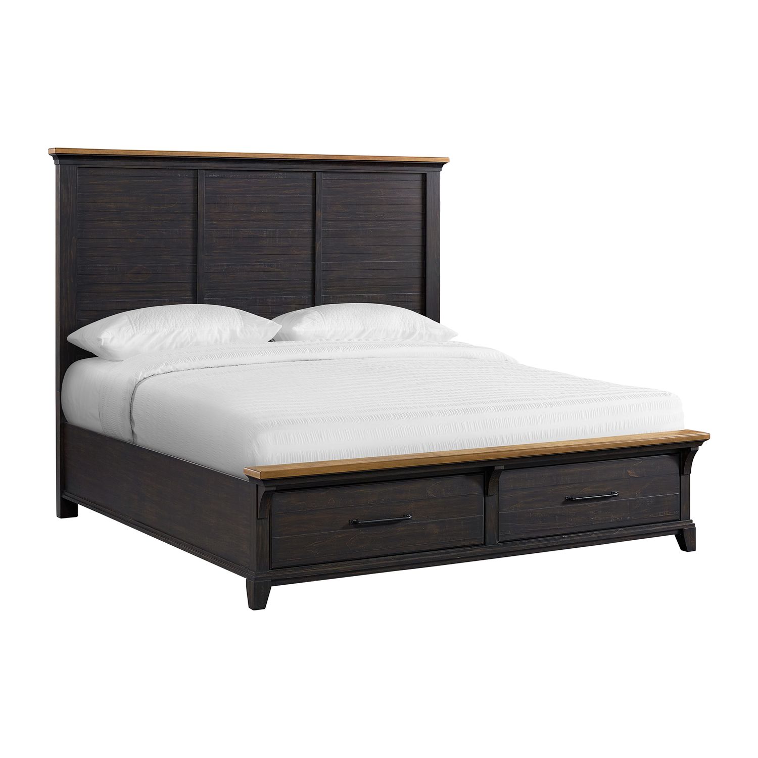 MONTROSE KING BED W/ STORAGE FOOTBOARD - ESPRESSO &amp; BROWN