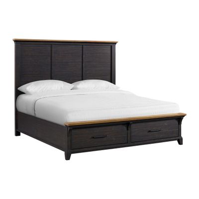 MONTROSE KING BED W/ STORAGE FOOTBOARD - ESPRESSO &amp; BROWN