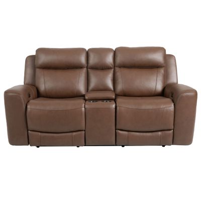 CALGARY LEATHER POWER RECLINING LOVESEAT W/ POWER HEADREST - AUTUMN UMBER CALGARY LEATHER POWER RECLINING LOVESEAT W/ POWER HEADREST - AUTUMN UMBER