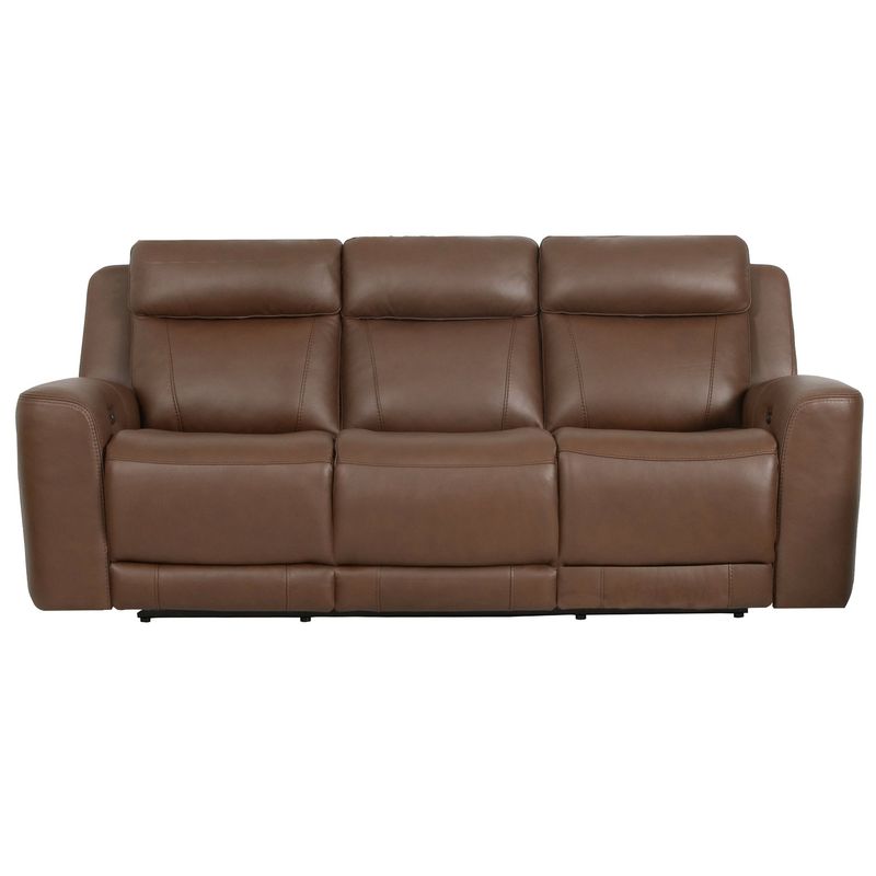 CALGARY LEATHER POWER RECLINING SOFA W/ POWER HEADREST - AUTUMN UMBER