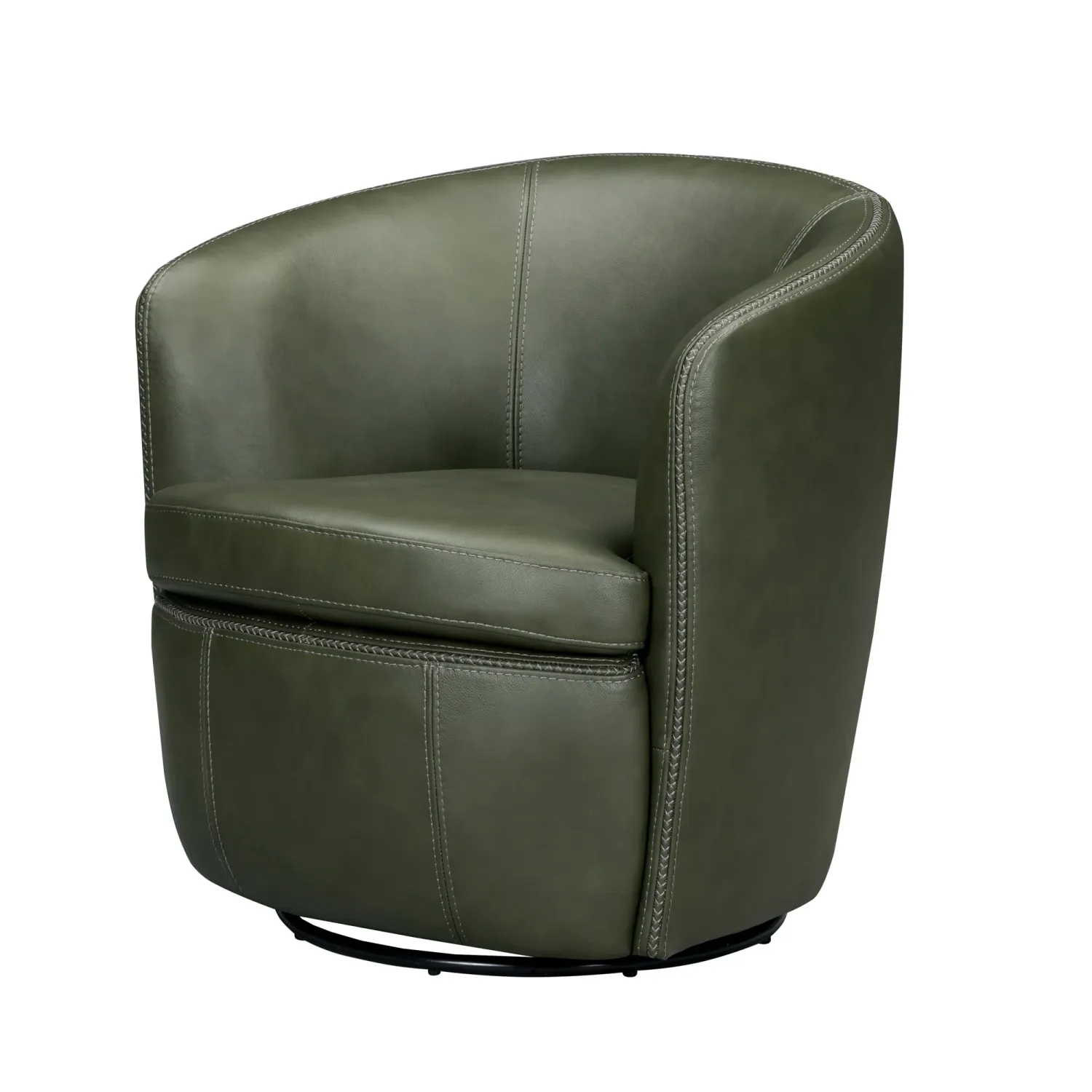 BAROLO LEATHER SWIVEL CLUB CHAIR -LYRIC SAGE