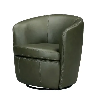 BAROLO LEATHER SWIVEL CLUB CHAIR -LYRIC SAGE