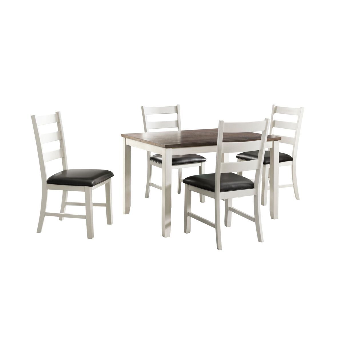 MARTIN 5 PC DINING SET (DARK BROWN TOP - WHITE BASE)