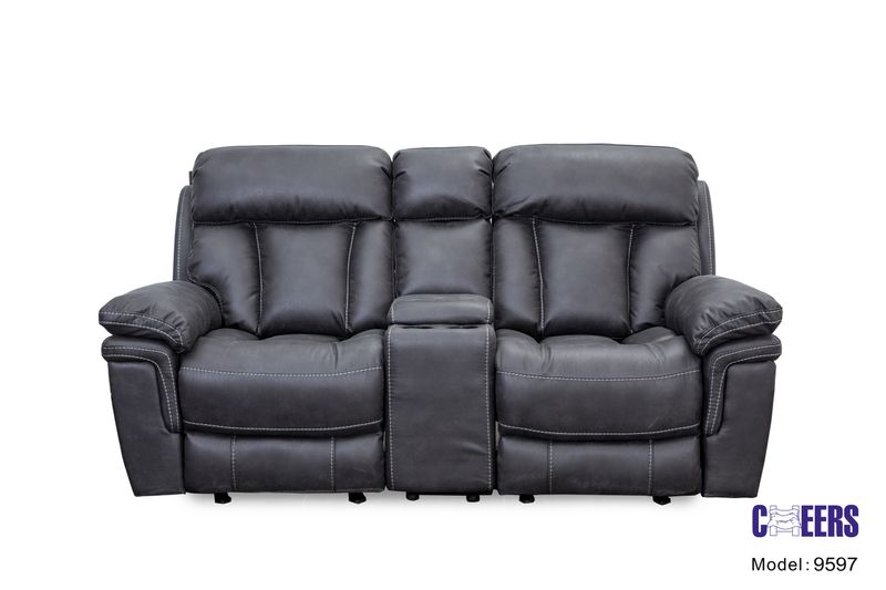 MANUAL RECLINING CONSOLE LOVESEAT - CAYMAN GUNMETAL