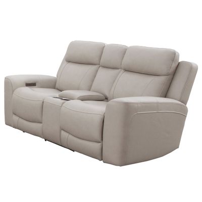 CALGARY LEATHER POWER RECLINING LOVESEAT W/ POWER HEADREST - STONE