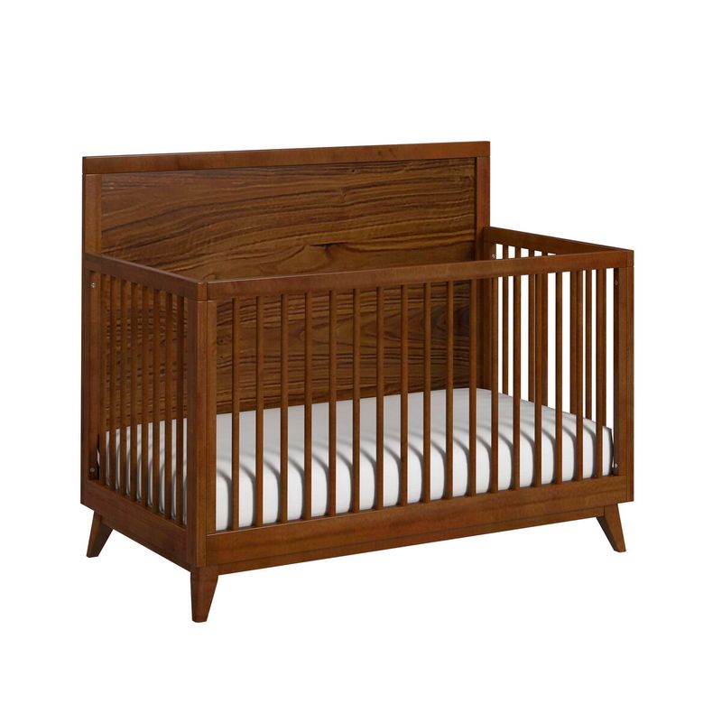 Malia Crib with High Headboard and Guardrail - Walnut