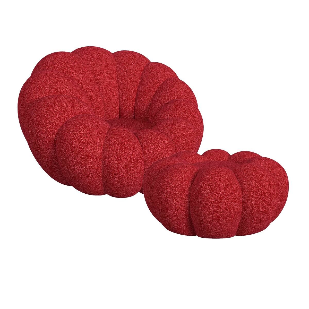 Bubble Swivel Chair and Ottoman in Red