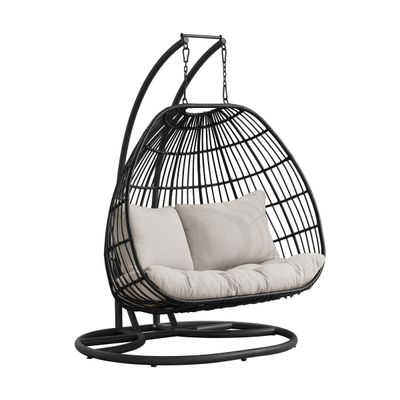 Playa Double Swing Egg Chair with Base &amp; Pillar- Dark Grey