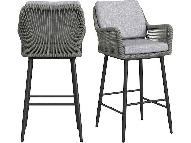 Bayhill Barstool with Grey Fabric in Black (MUST ORDER IN PAIRS)