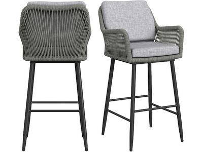 Bayhill Barstool with Grey Fabric in Black (MUST ORDER IN PAIRS)