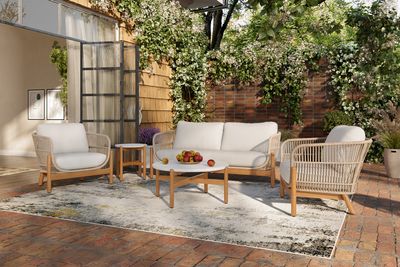 SOLSTICE 5 PC SET-LOVESEAT,2 CHAIRS,COFFEE &amp; END TABLE-BEIGE