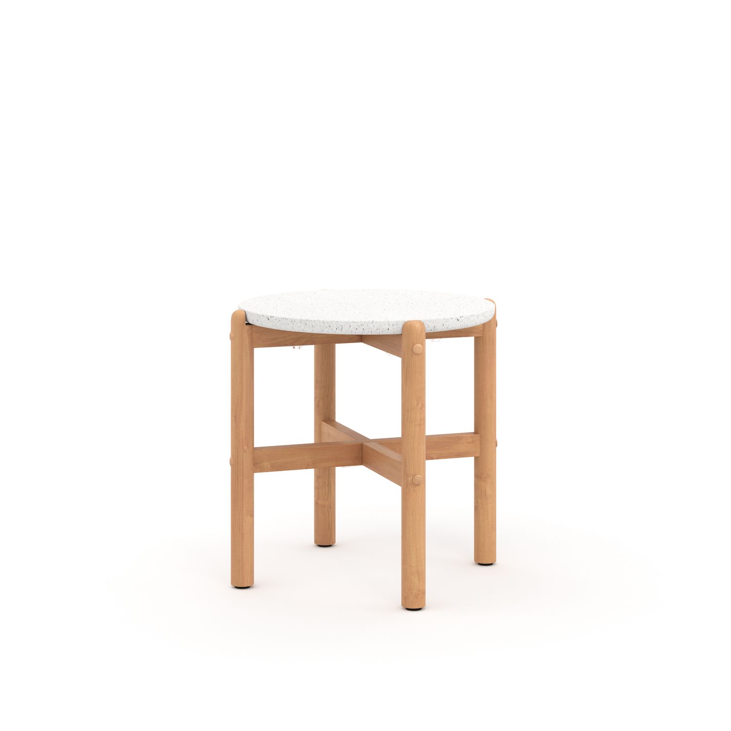 SOLSTICE END TABLE WOOD BASE / TERRAZZO TOP