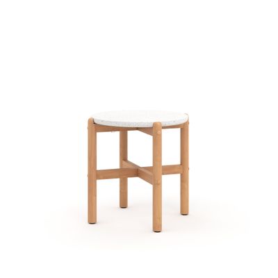 SOLSTICE END TABLE WOOD BASE / TERRAZZO TOP
