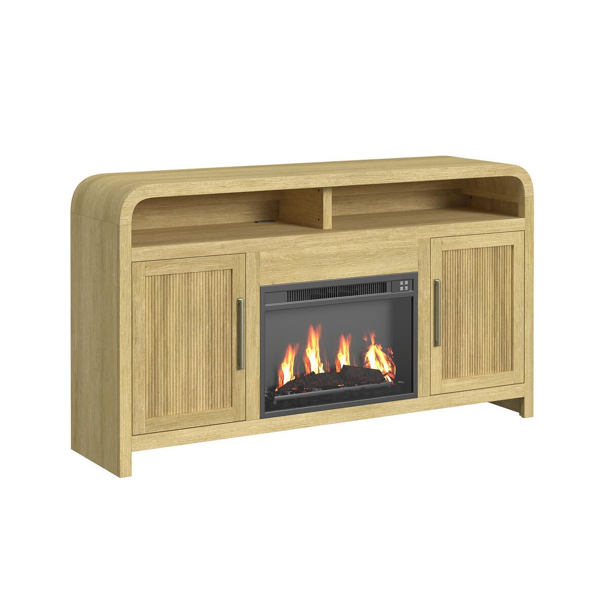 Ridgemont Complete 60in Fireplace Cabinet in Natural