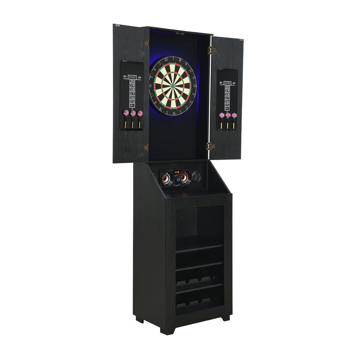 Hurricanes Dartboard Cabinet with Speaker and LED in Black