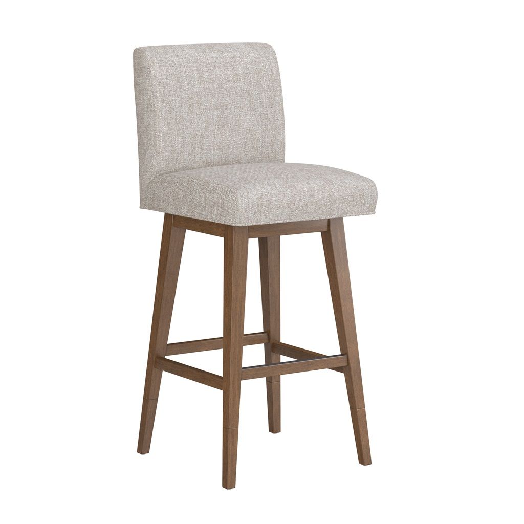 Uniquely Yours Parson Stool, Color: Oatmeal Fabric Seat, Size: Brown Wood Base