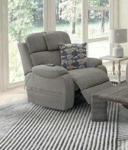 OASIS POWER HEADREST POWER RECLINER W/CR3 HEAT/MSG/LUMBAR/ZERO GRAVITY - OYSTER/DENIM