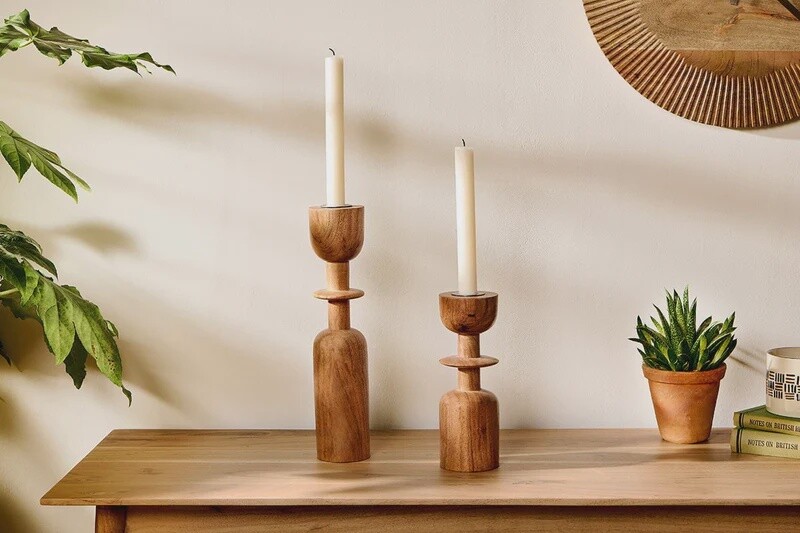 Acacia Wood Candlestick