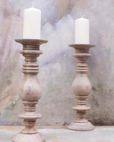 Akello natural mango wood candlestick