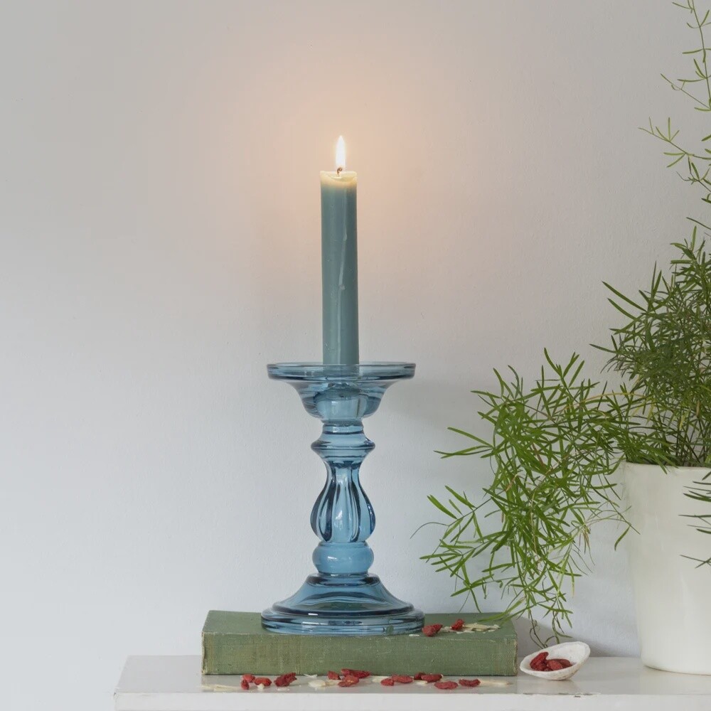 G I Glass Candle Holder - Azure