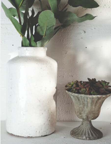 Jar Crackle Ivory Tall
