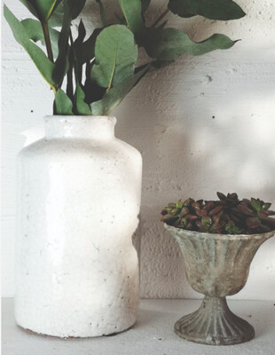 Jar Crackle Ivory Tall