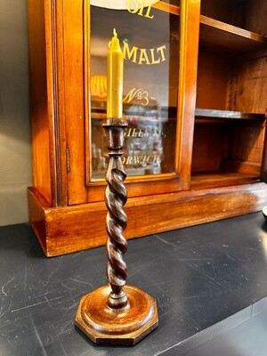 Antique Barley Twist Wood Candleholders