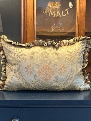 Frilled vintage old gold cushion