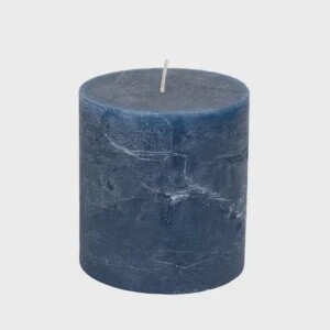 Rustic  Pillar Candle/70x75mm Inky Blue