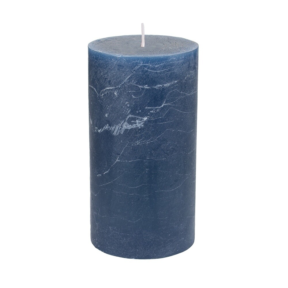 Rustic Pillar Candle/ 70x130mm Inky Blue