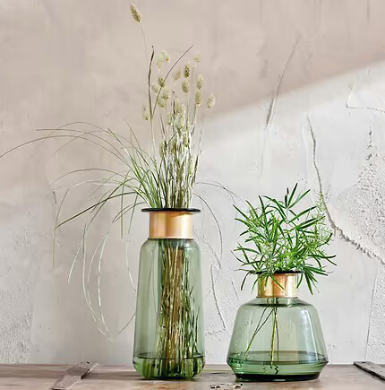 Large Miza Green Glass Vase