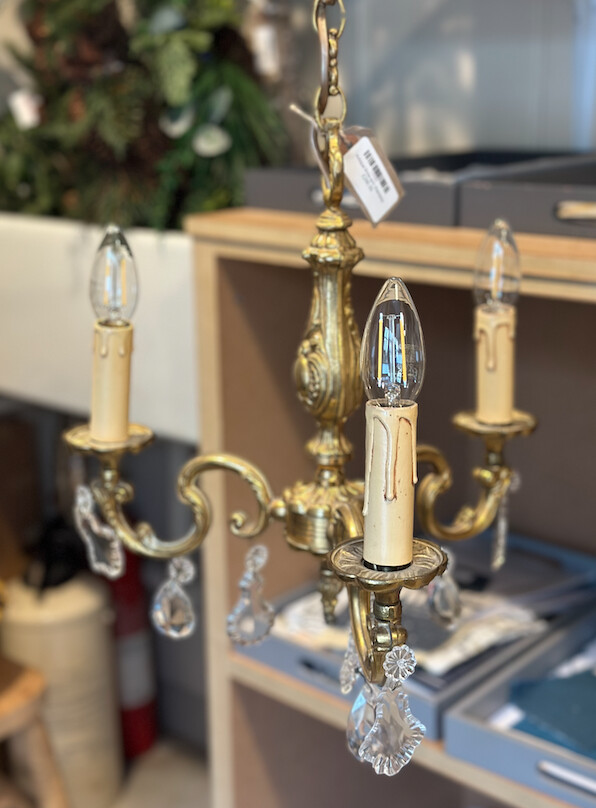 Antique three-arm chandelier