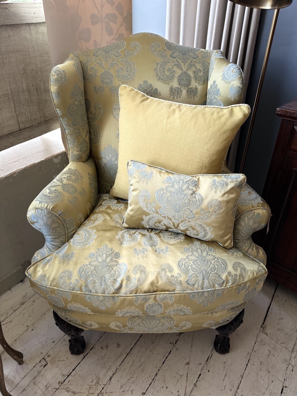 Antique Wingback Upholstered Chair